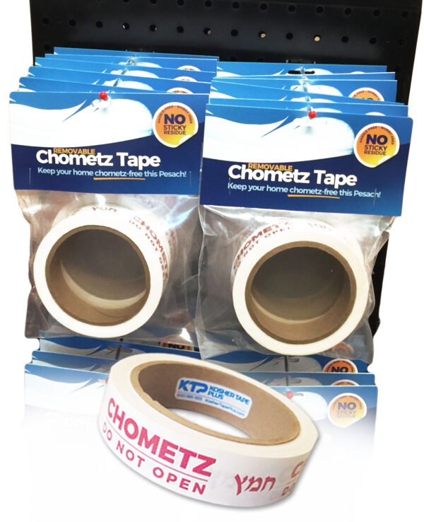 Packaged removable chometz tape leaves no residue for marking cabinets NOT kosher for passover