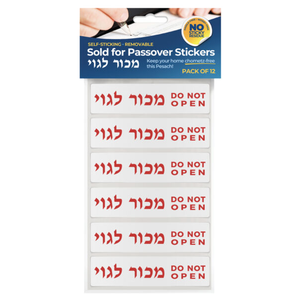 Packaged removable chometz stickers leaves no residue for marking cabinets NOT kosher for passover